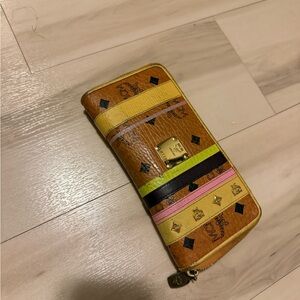 MCM Brown and Yellow Striped Wallet